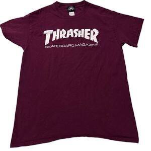 Thrasher Magazine SKATE MAG LOGO Skateboard MAROON T Shirt M